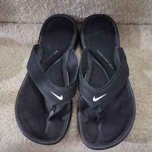 Nike Black Sandals with White Logo